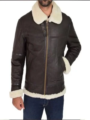 Men Jet Black B3 Bomber Leather Jacket