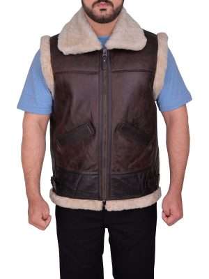 Men Sheepskin Brown Vest