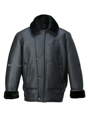 Men Black Aircraft Shearling Jacket