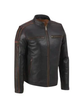 Stripe Café Racer Brown Jacket