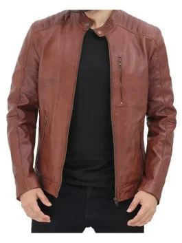 Benjamin Cafe Racer Brown Jacket pose
