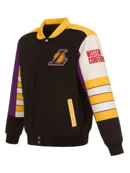 Los Angeles Lakers Stripe Colorblock Black Jacket