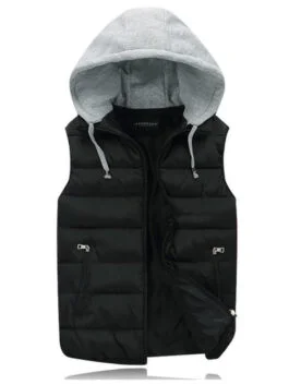 Men Puffer Hooded Vest Full Zip