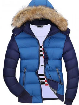 Men's Hooded Puffer Jackets Wool Collar