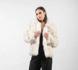 Women Premium Fox Fur Short Collar Jacket