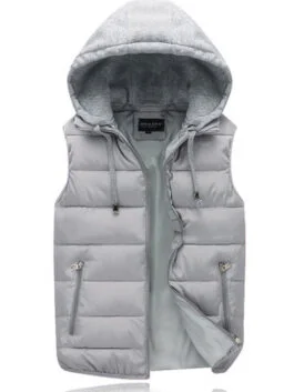 Men Puffer Hooded Vest Full Zip
