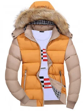 Alternative view of Men's Hooded Puffer Jackets Wool Collar