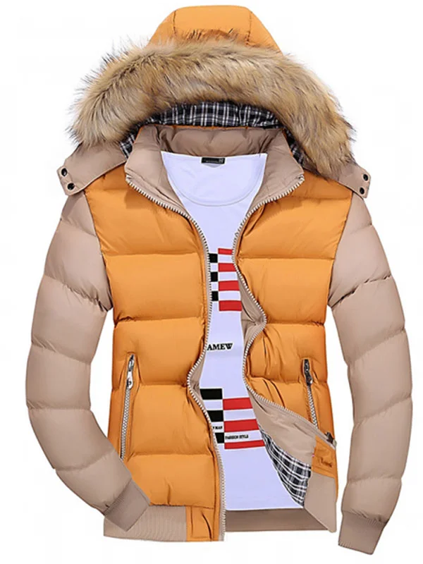 Men's Hooded Puffer Jackets Wool Collar - Image 2