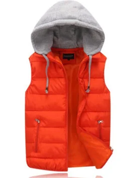 Men Puffer Hooded Vest Full Zip