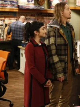Last Man Standing Molly Ephraim Maroon Coat SIde pose