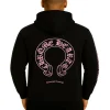 Unisex Exclusive Horseshoe Pink Printed Hoodie (Back)