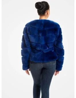 Alternative view of Women Fashion Real Fox Fur Blue Jacket