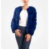 Women Fashion Real Fox Fur Blue Jacket