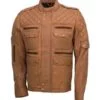 Men's Quilted Style Tan Leather Jacket