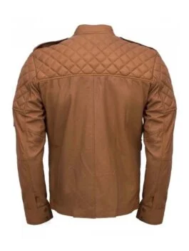 Men's Quilted Style Tan Leather Jacket