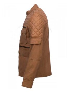 Men's Quilted Style Tan Leather Jacket