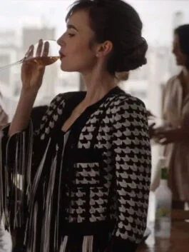 Emily In Paris S03 Lily Collins Houndstooth Jacket