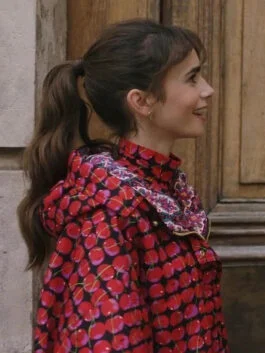 Emily In Paris S03 Lily Collins Cherries Red Jacket
