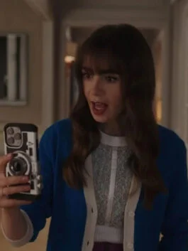 Emily In Paris S03 Lily Collins Blue Cardigan