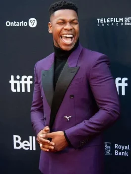 The Woman King John Boyega Purple Blazer pose