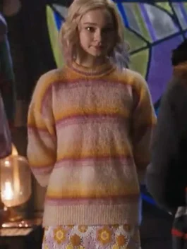 Wednesday Enid Sinclair Striped Sweater Front