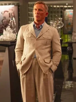 Glass Onion Daniel Craig Light Brown Suit