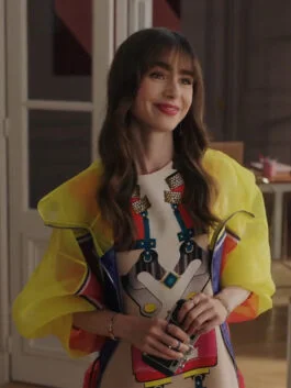 Emily in Paris S03 Lily Collins Yellow PVC Jacket