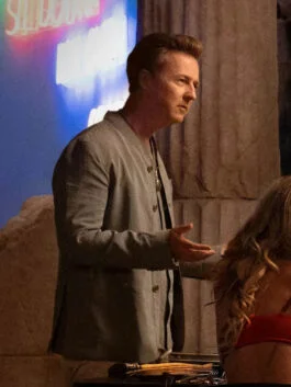 Glass Onion Edward Norton Grey Jacket