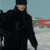 The Recruit Laura Haddock Black Fur Coat
