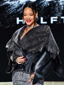 Super Bowl 2023 Rihanna Fur Leather Jacket