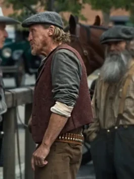 Men’s vintage-style wool vest with a textured finish and classic button-down front.