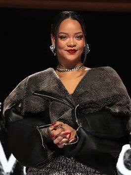 Super Bowl 2023 Rihanna Fur Leather Jacket