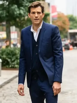 Men’s modern navy blue blazer with a sharp tailored fit