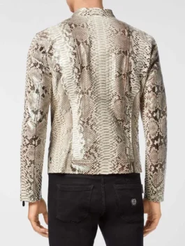Men's Exotic Snakeskin Texture Leather Jacket Fast X