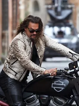 Jason Momoa Fast X Purple Snakeskin Leather Coat