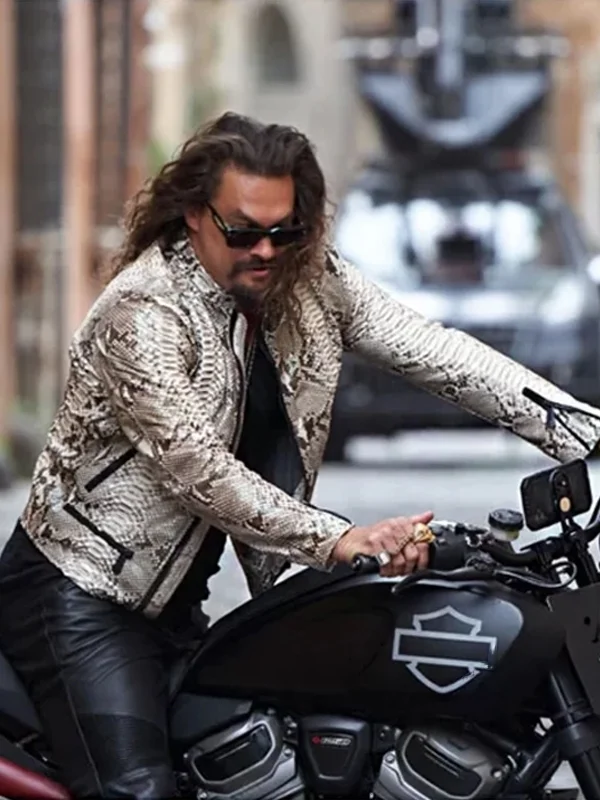 Jason Momoa Fast X Purple Snakeskin Leather Coat