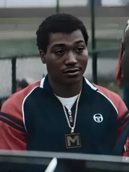 Detailed view of the ribbed cuffs and collar of a professional-grade replica track jacket.