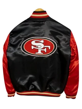 Men's athletic bomber jacket with multi-logo embroidery and snap-button front