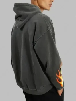 Close-up of a premium fleece hoodie showing the soft texture and reinforced hooded collar.