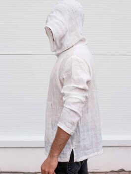 Kangaroo White Linen Hoodie