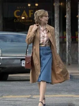 Love and Death 2023 Elizabeth Olsen Brown Coat