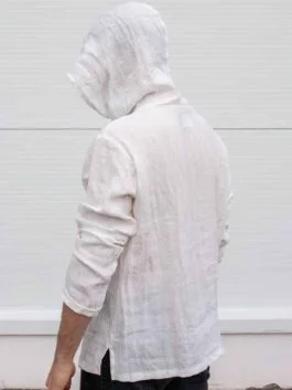 Kangaroo White Linen Hoodie