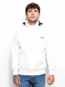 Mens Casual Plush White Catch Hoodie