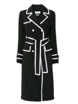 Carrie Bradshaw Black Contrast Trim Coat