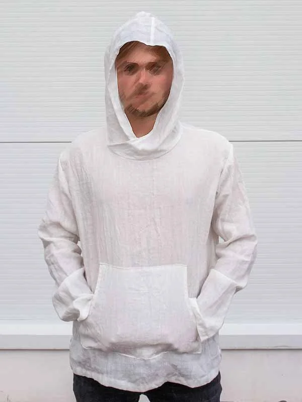 Kangaroo White Linen Hoodie