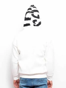 Mens Casual Plush White Catch Hoodie