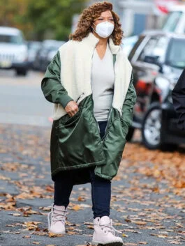 The Equalizer Queen Latifah White & Green Long Coat