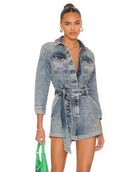Christina In The Country Belted Denim Romper