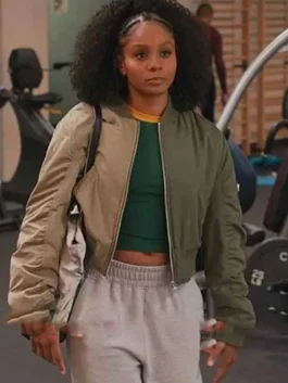 All American Homecoming GeffriMaya Green Bomber Jacket