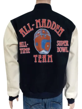 Detailed shot of the Super Bowl All Madden Jacket with contrasting sleeves and ribbed cuffs.